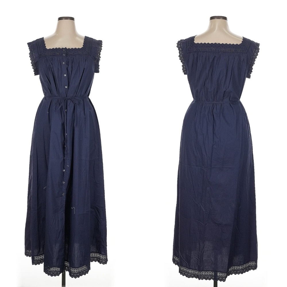 Doen Saison broderie anglaise-trimmed Maxi Dress Navy XL - Picture 2 of 11
